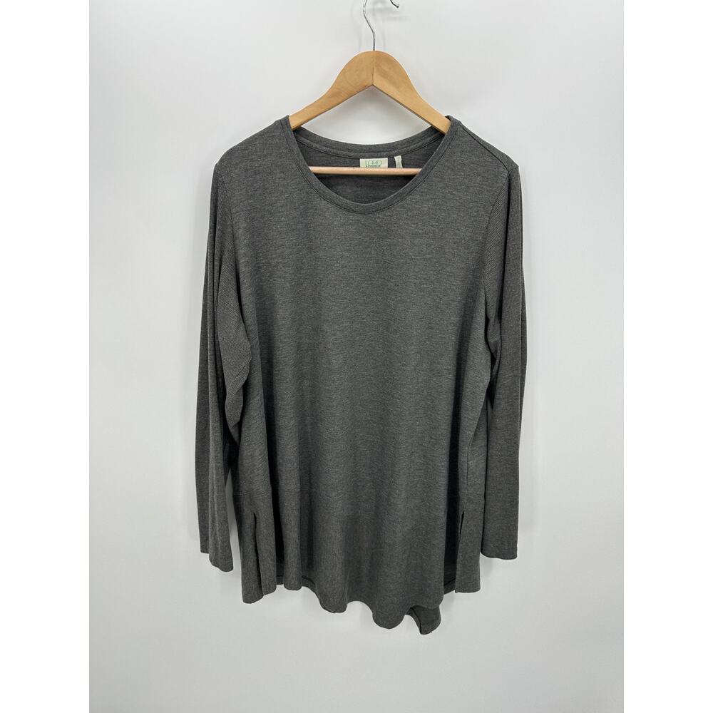 LOGO Lori Goldstein Tunic Women 2X Gray‎ Asymmetrical Sweatshirt Pullover HJ19